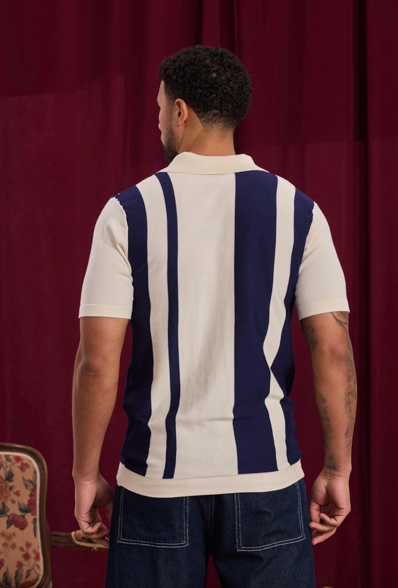 Side-striped zipped polo shirt