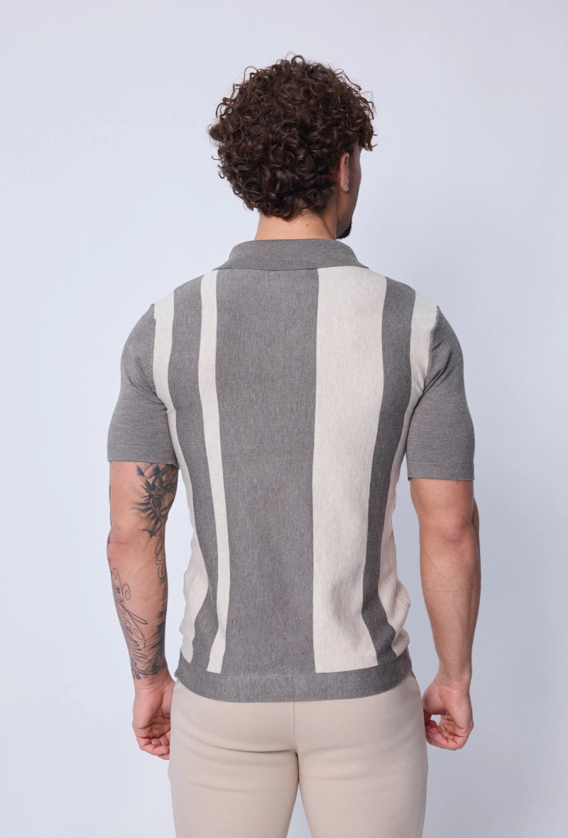 Side-striped zipped polo shirt