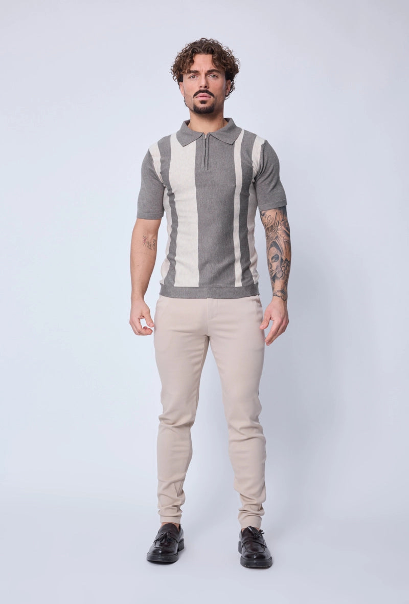 Side-striped zipped polo shirt