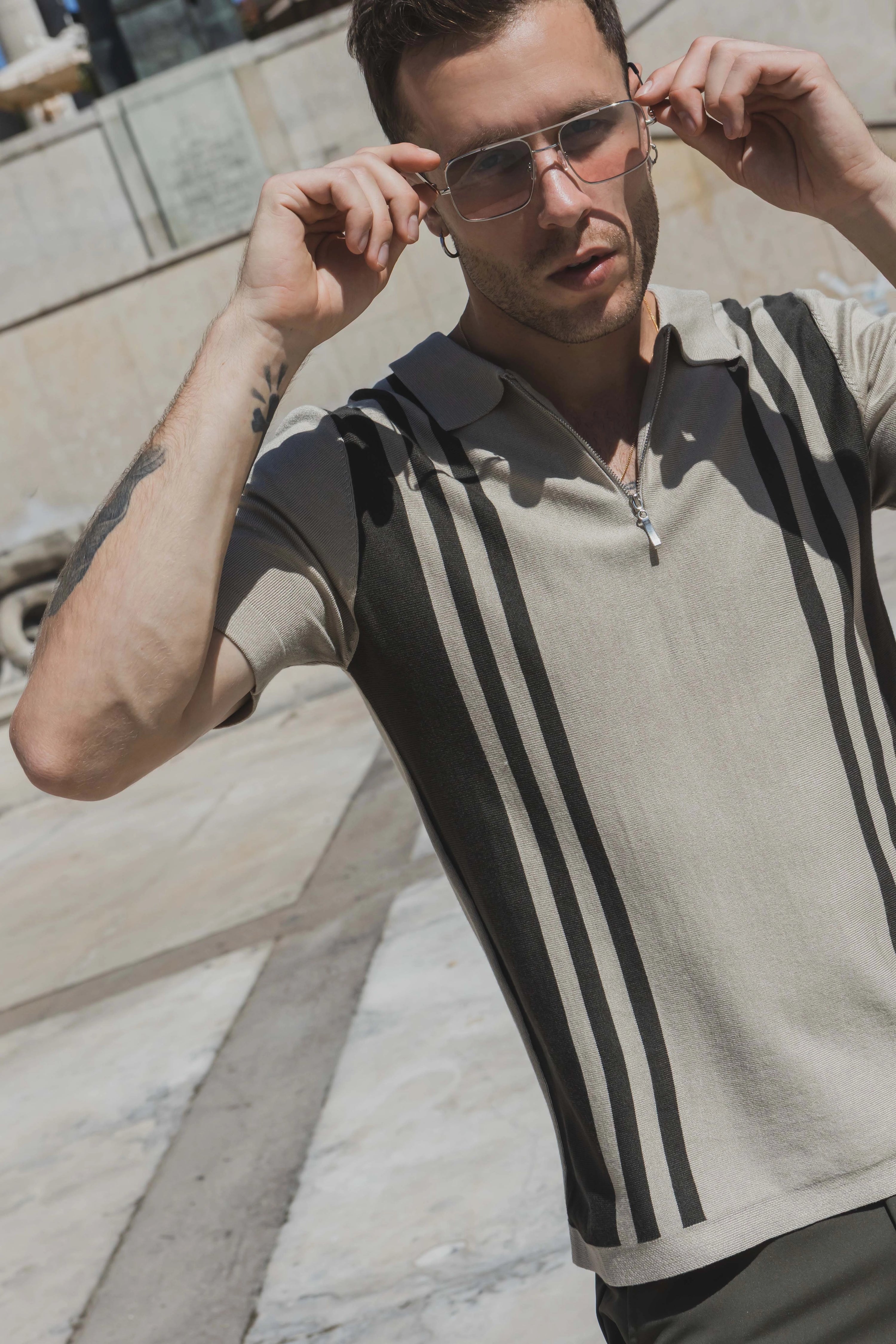 Polo avec détail à rayure