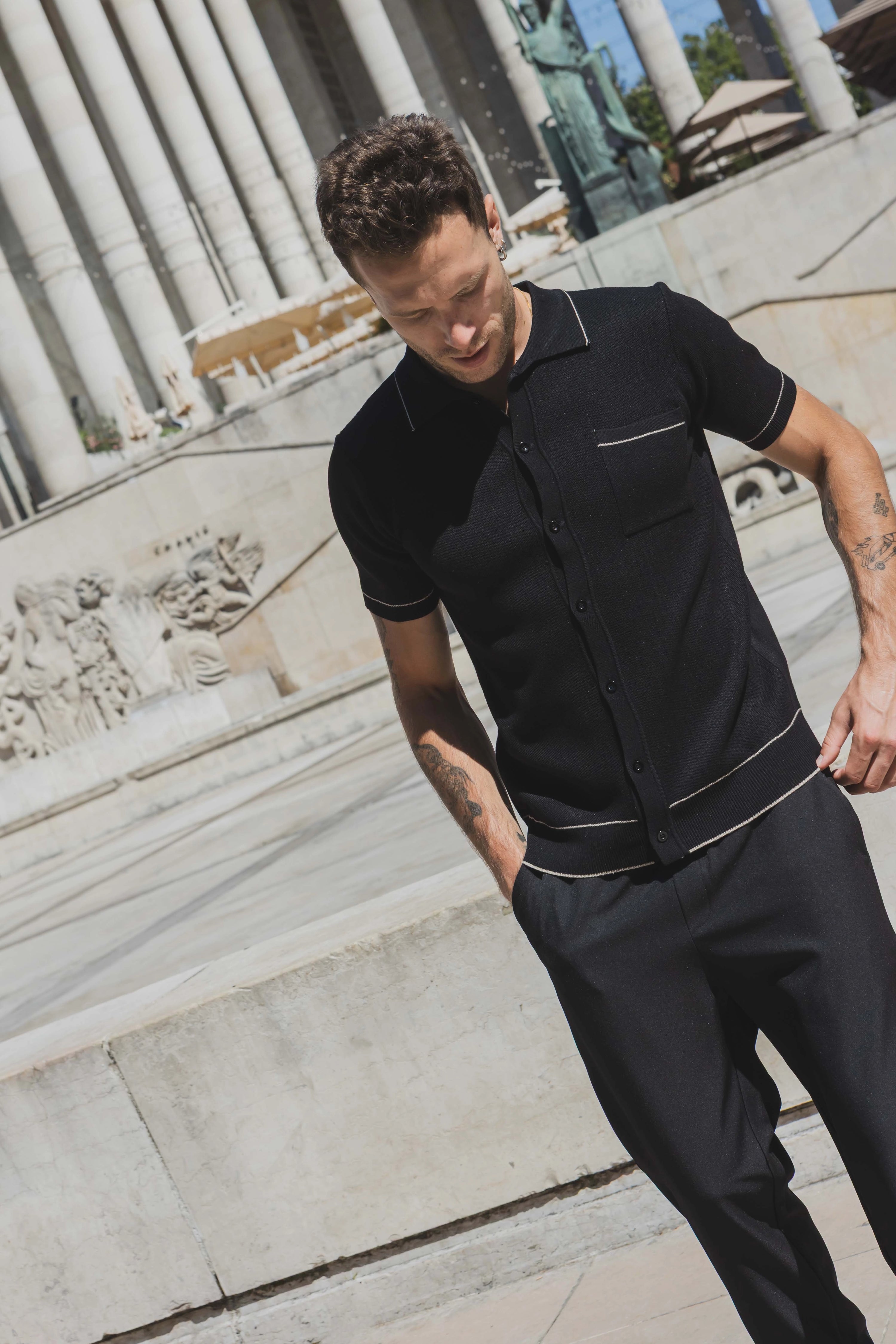 Polo avec détail à rayure