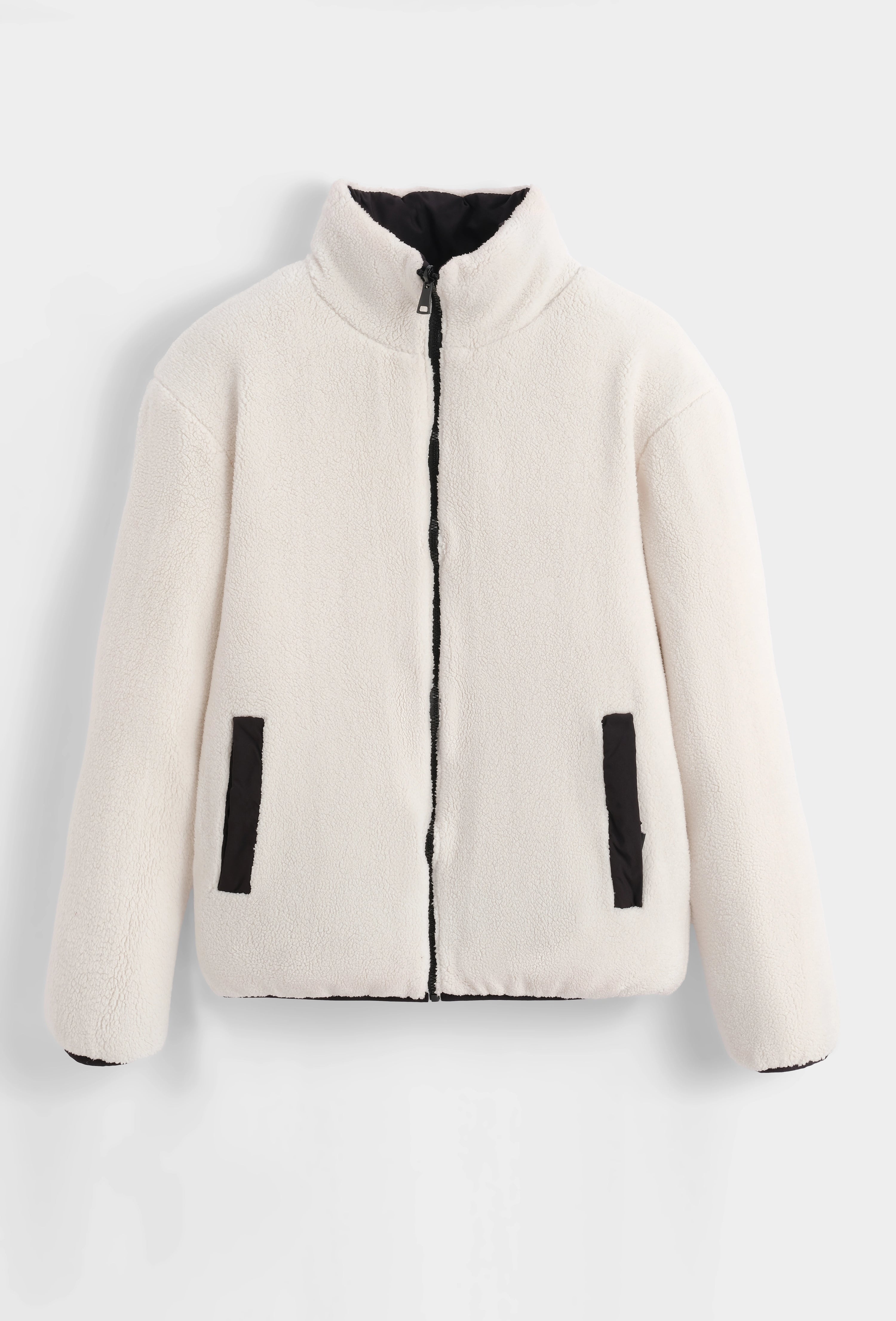 Manteau réversible bimatière