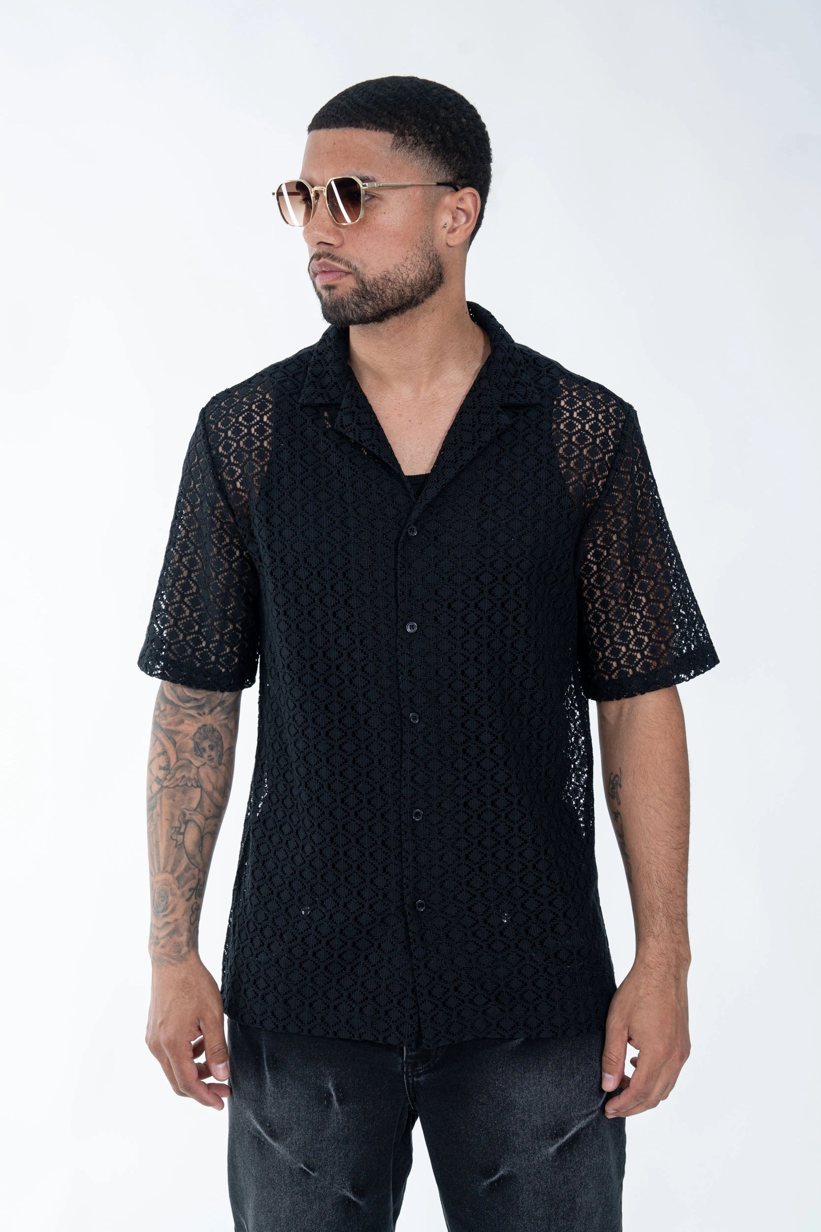 Chemise en dentelle texturé classique