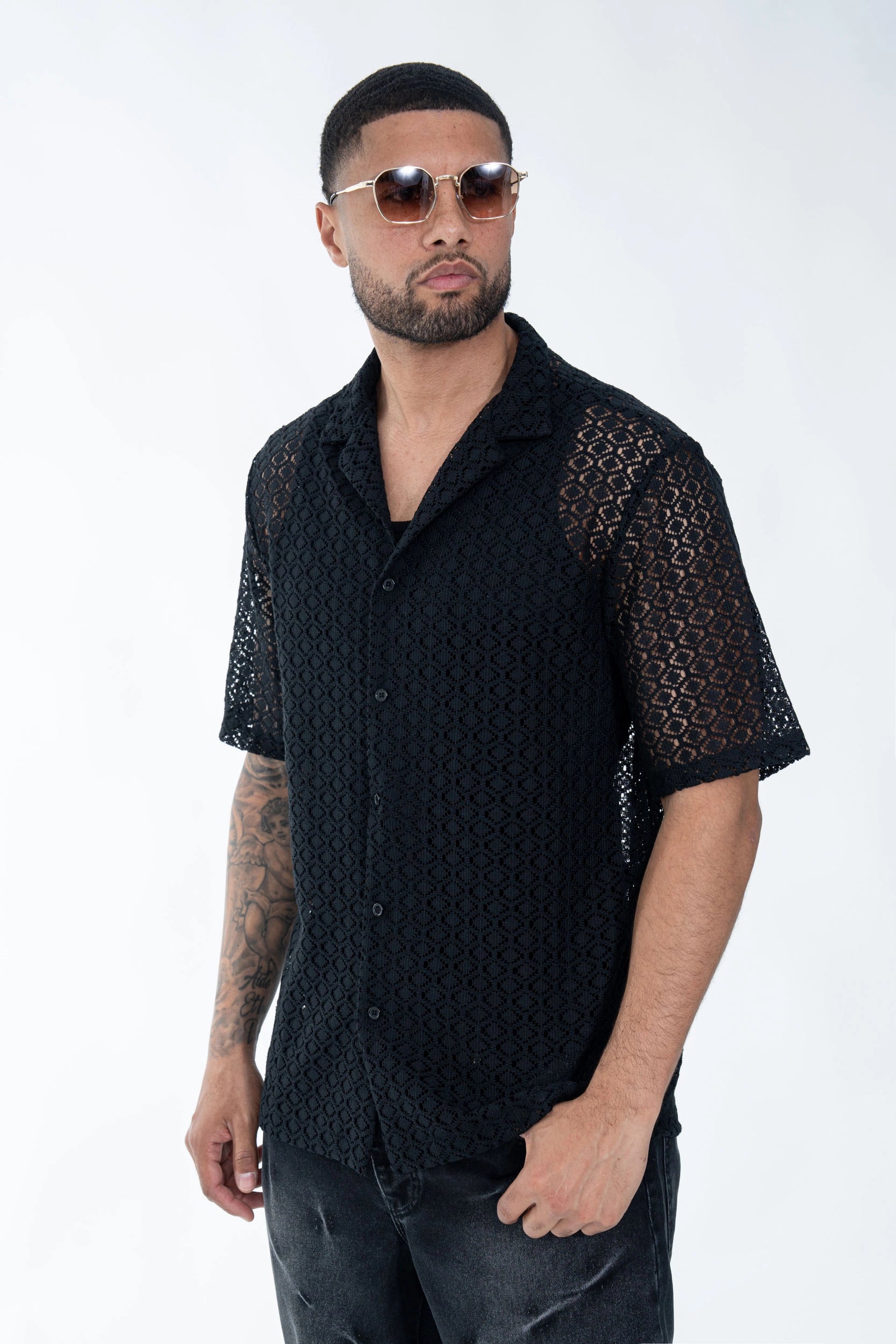 Chemise en dentelle texturé classique