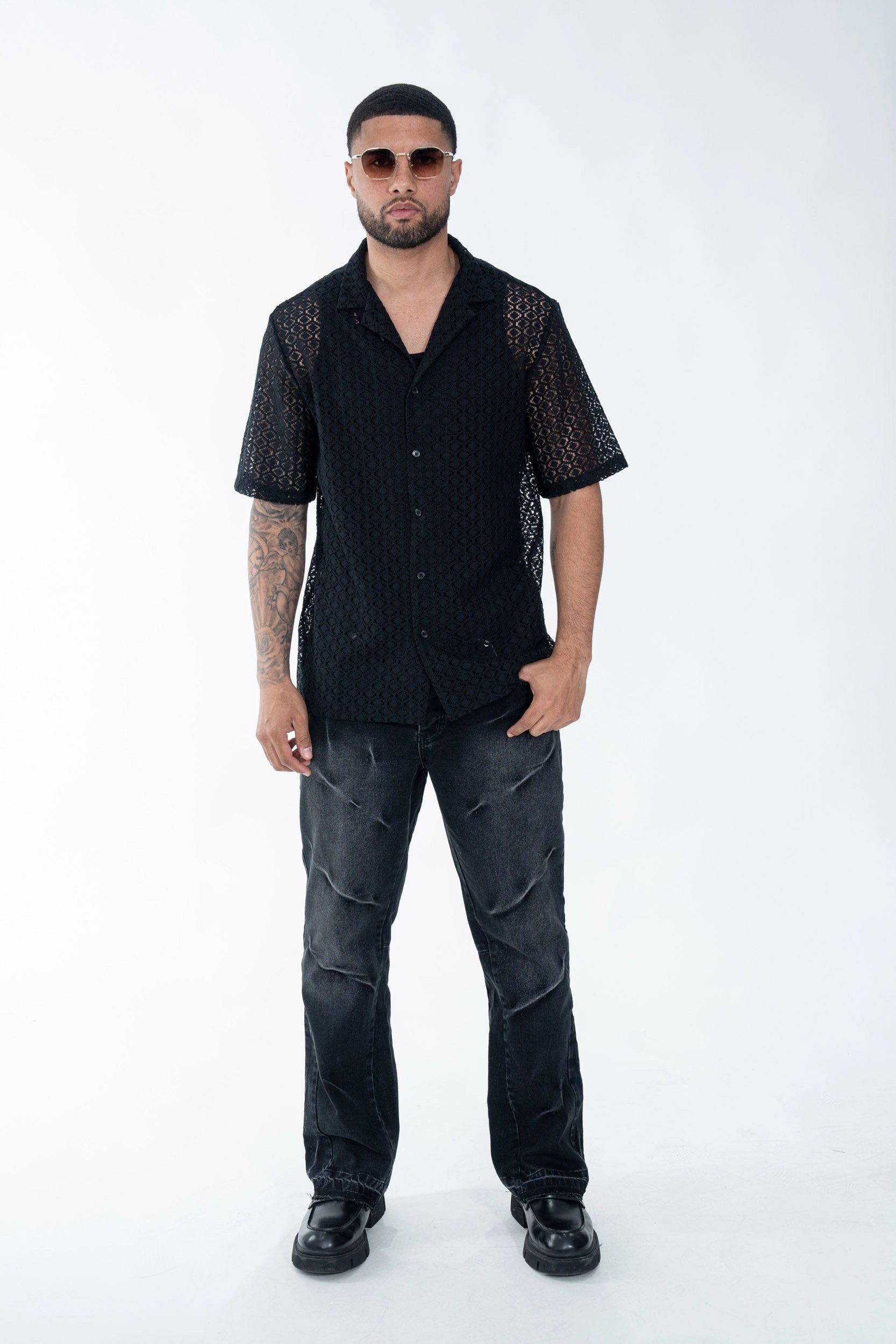 Chemise en dentelle texturé classique