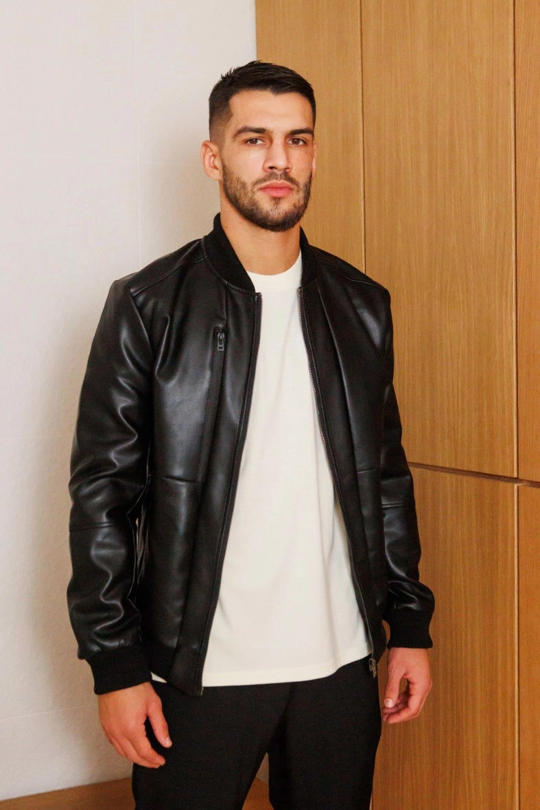 Faux black biker jacket online