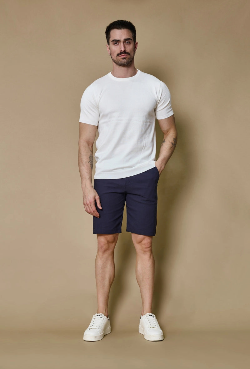 Plain short-sleeved knitted T-shirt