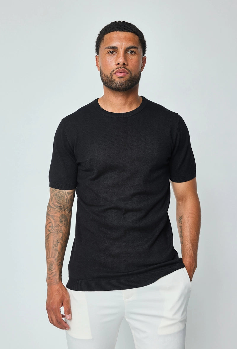 Plain short-sleeved knitted T-shirt