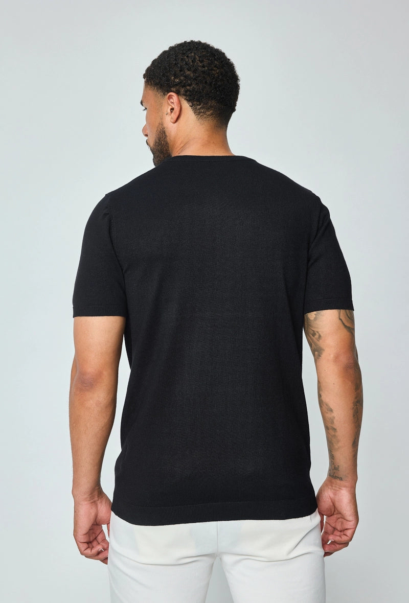 Plain short-sleeved knitted T-shirt