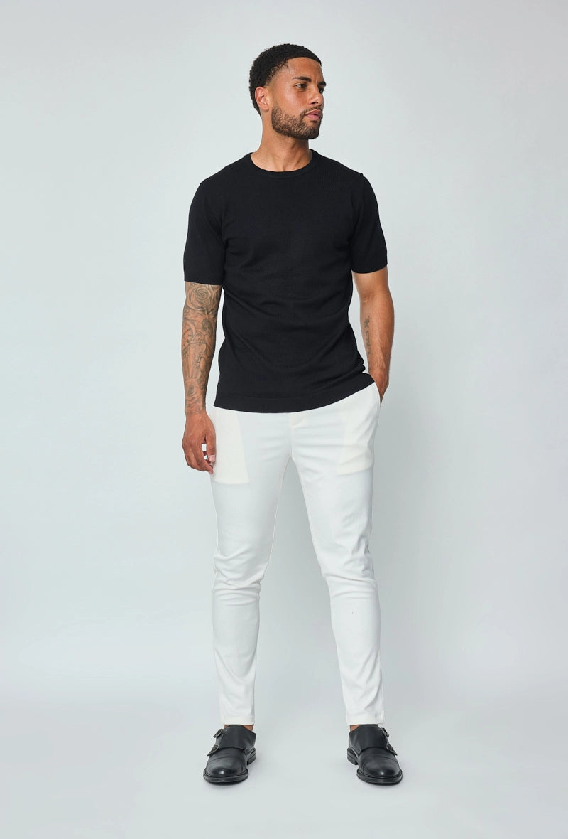 Plain short-sleeved knitted T-shirt