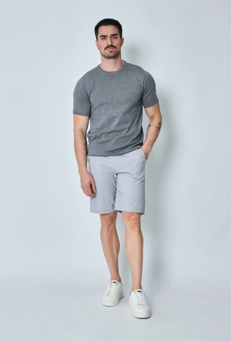 Plain short-sleeved knitted T-shirt