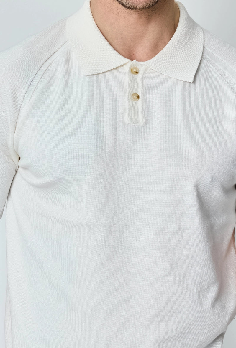 Short-sleeved plain knitted polo shirt