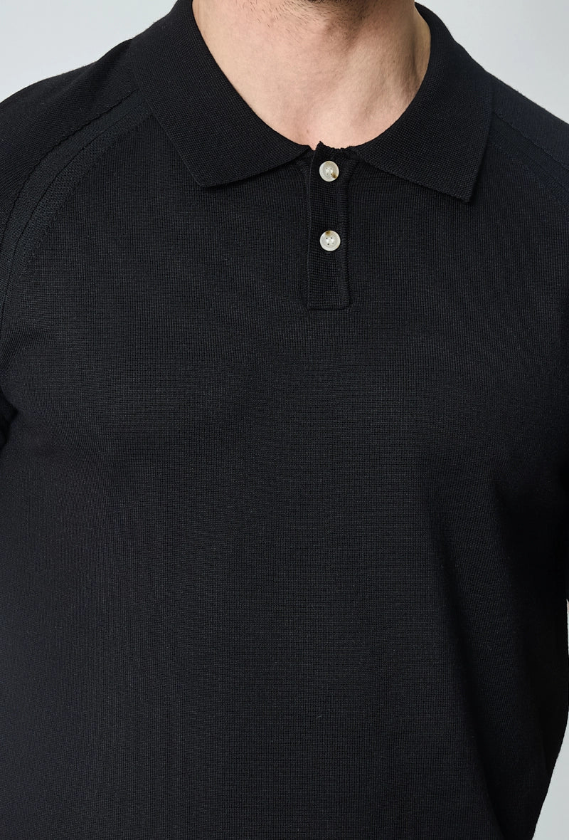 Short-sleeved plain knitted polo shirt