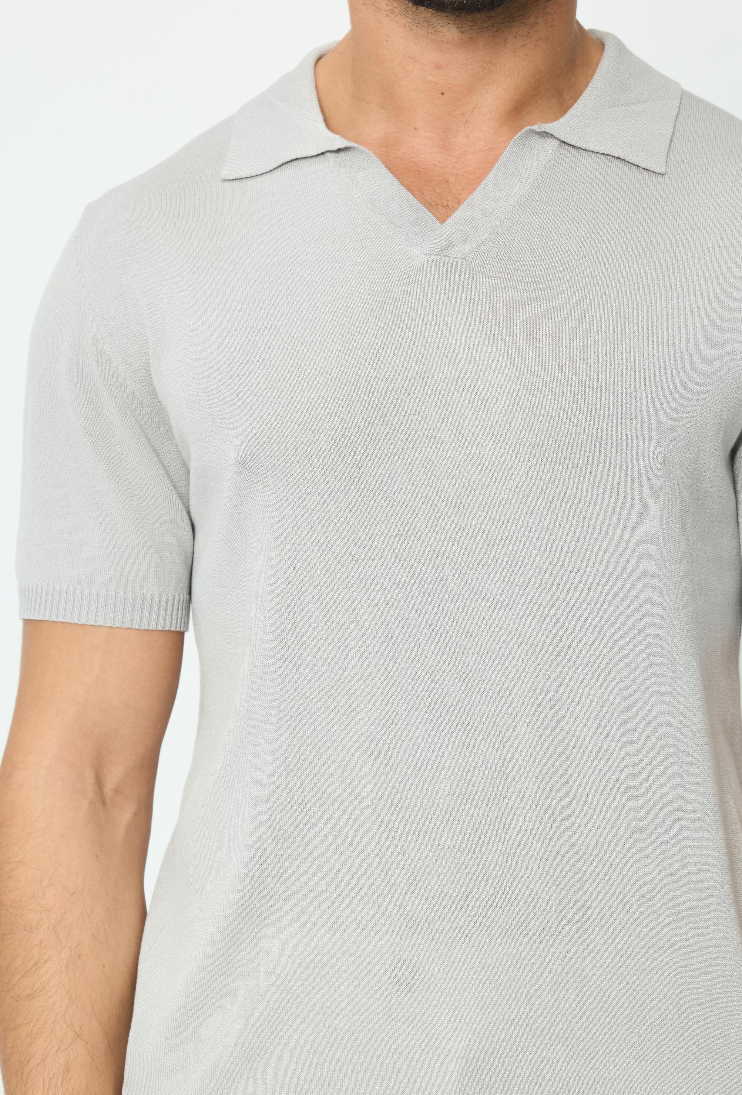 Short-sleeved plain knitted polo shirt