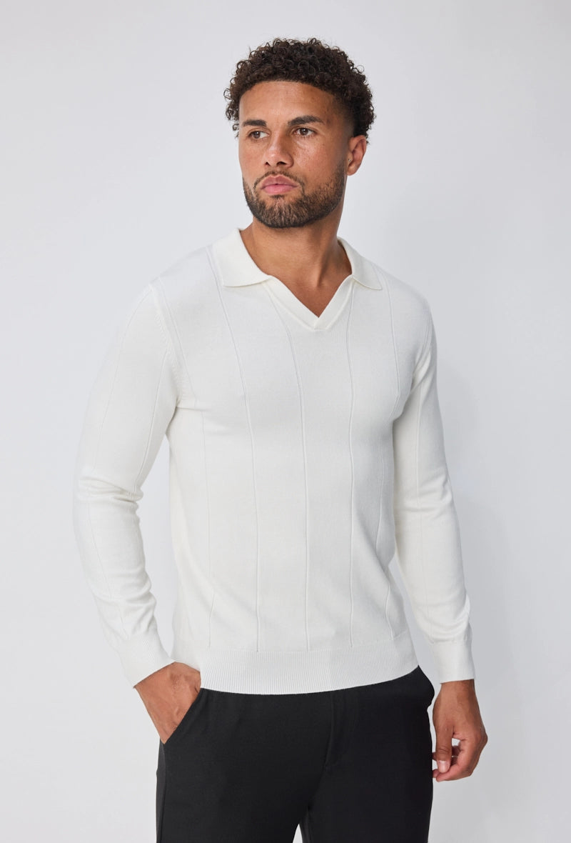 Pull manches longues col v