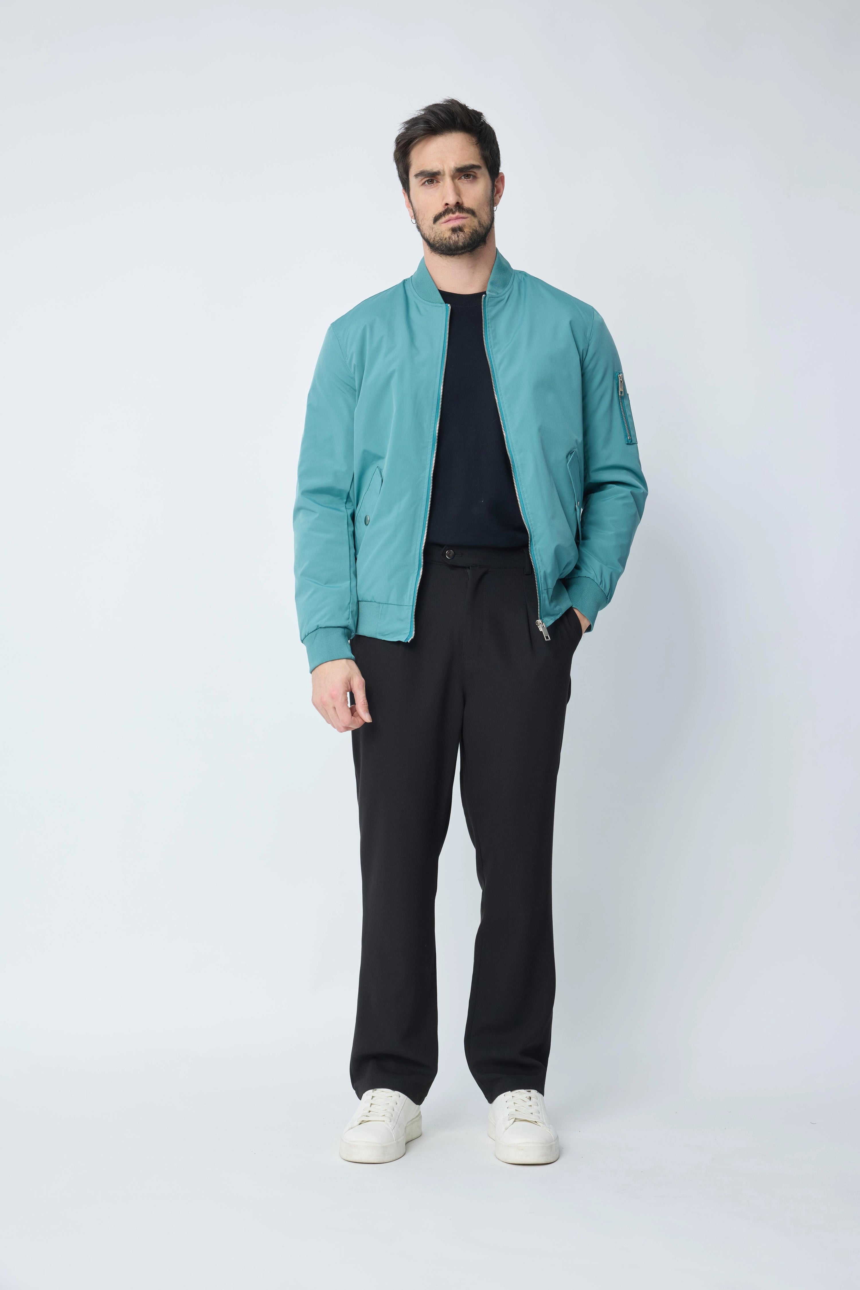 Bomber jacket with lapel collar