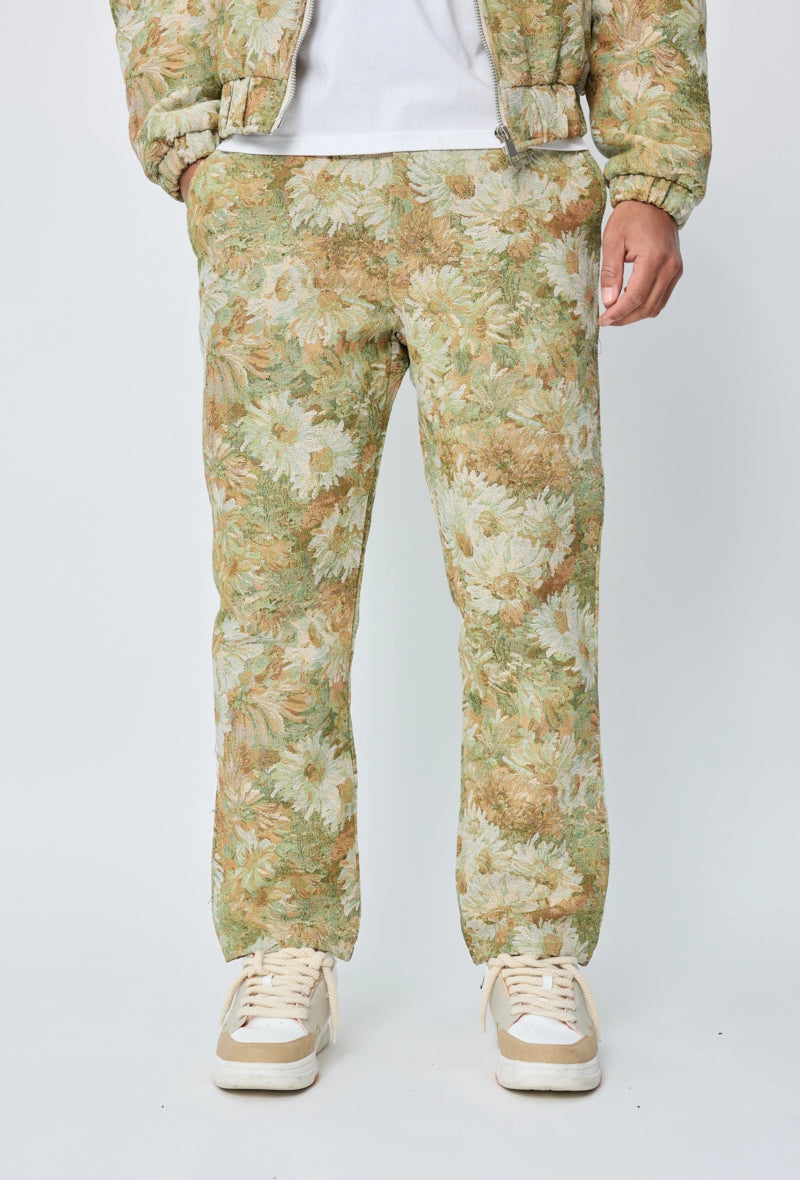 Pantalon fleuri effet broderie