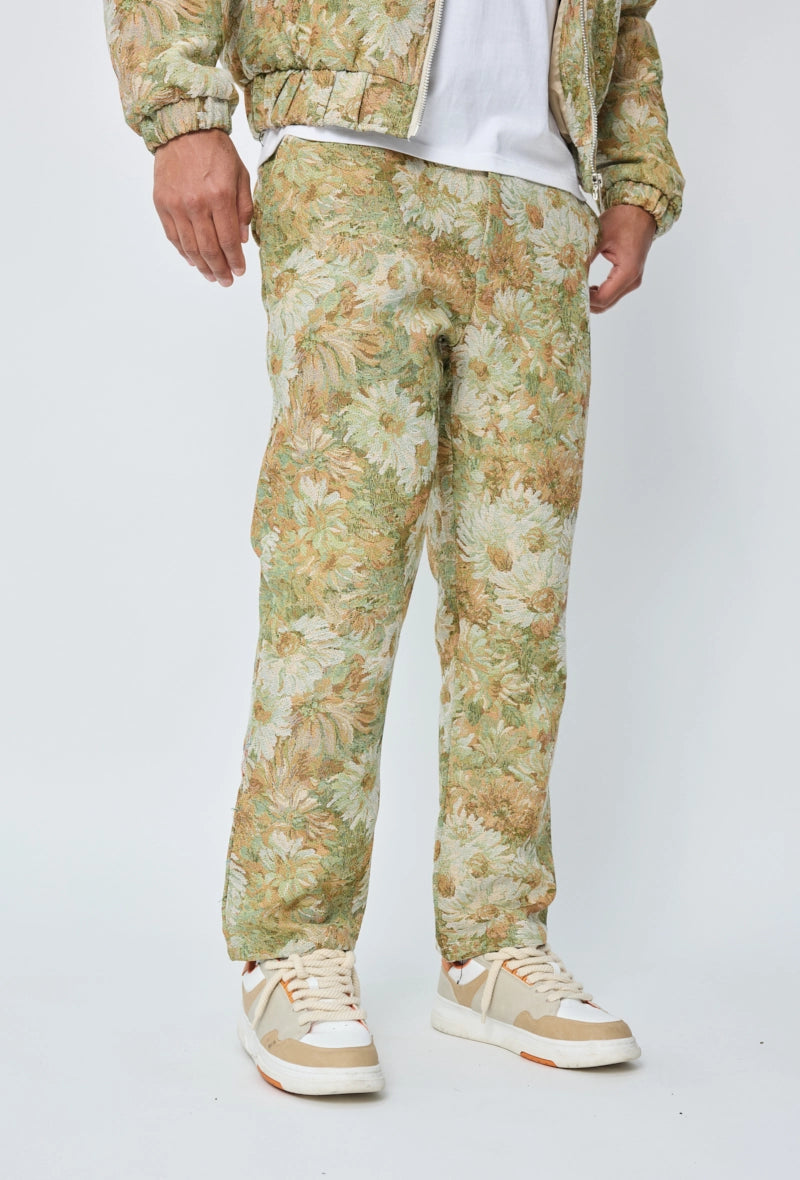 Pantalon fleuri effet broderie
