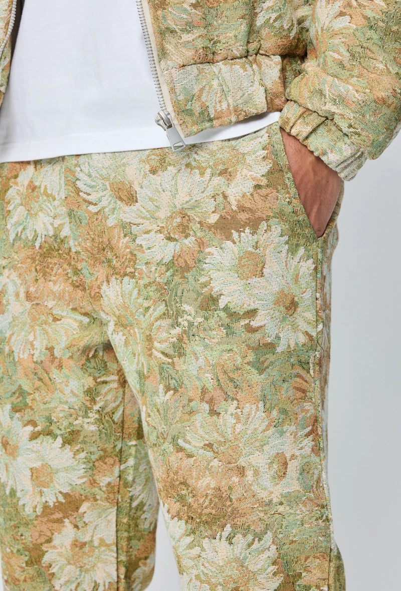 Pantalon fleuri effet broderie