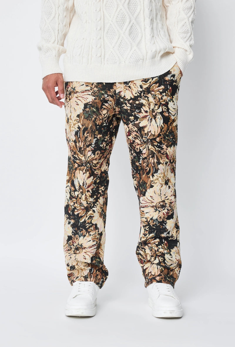 Pantalon fleuri effet broderie