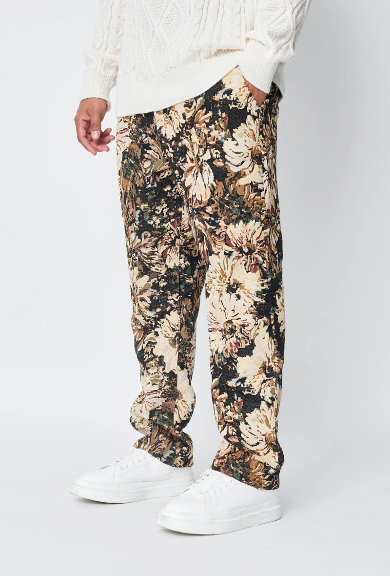 Pantalon fleuri effet broderie