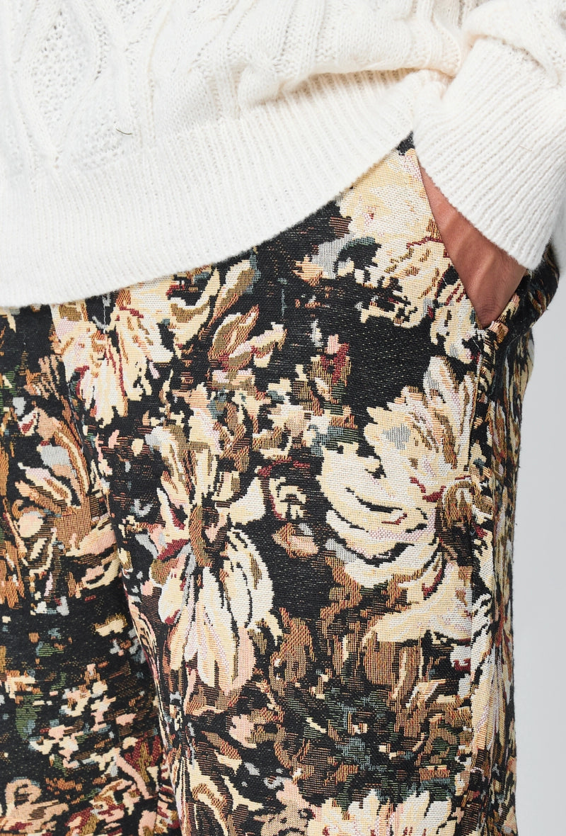 Pantalon fleuri effet broderie