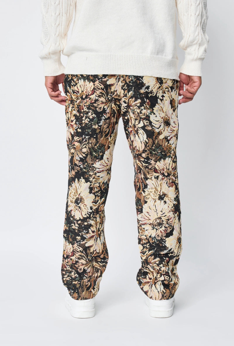 Pantalon fleuri effet broderie