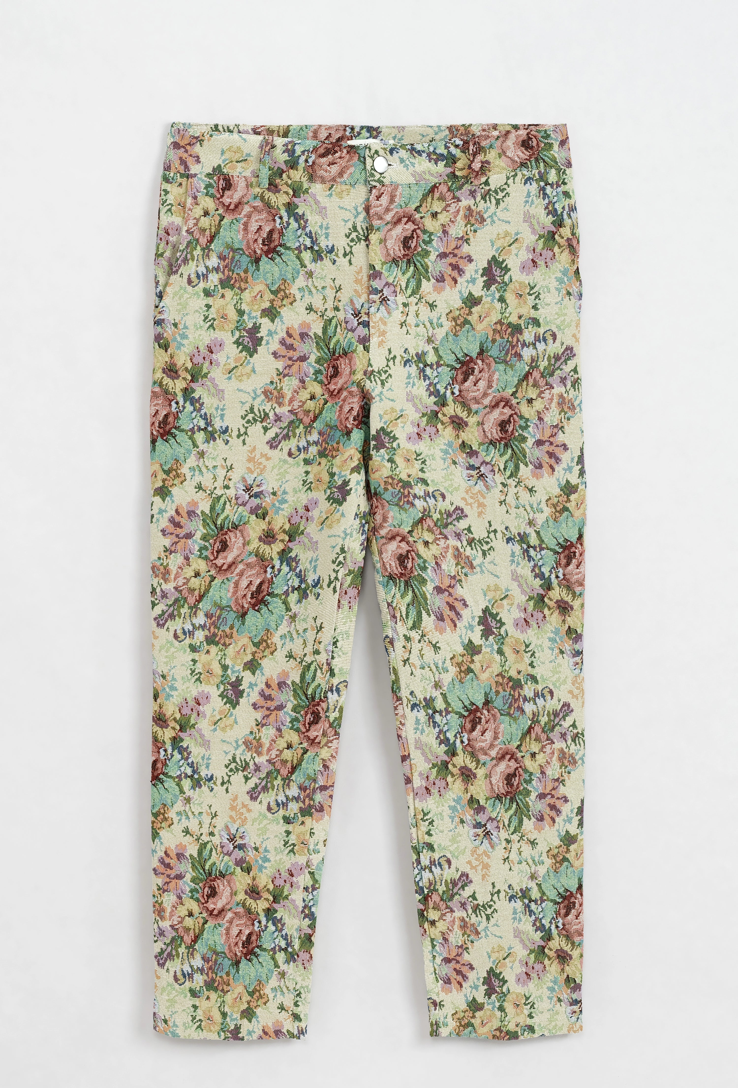 Pantalon fleuri effet broderie