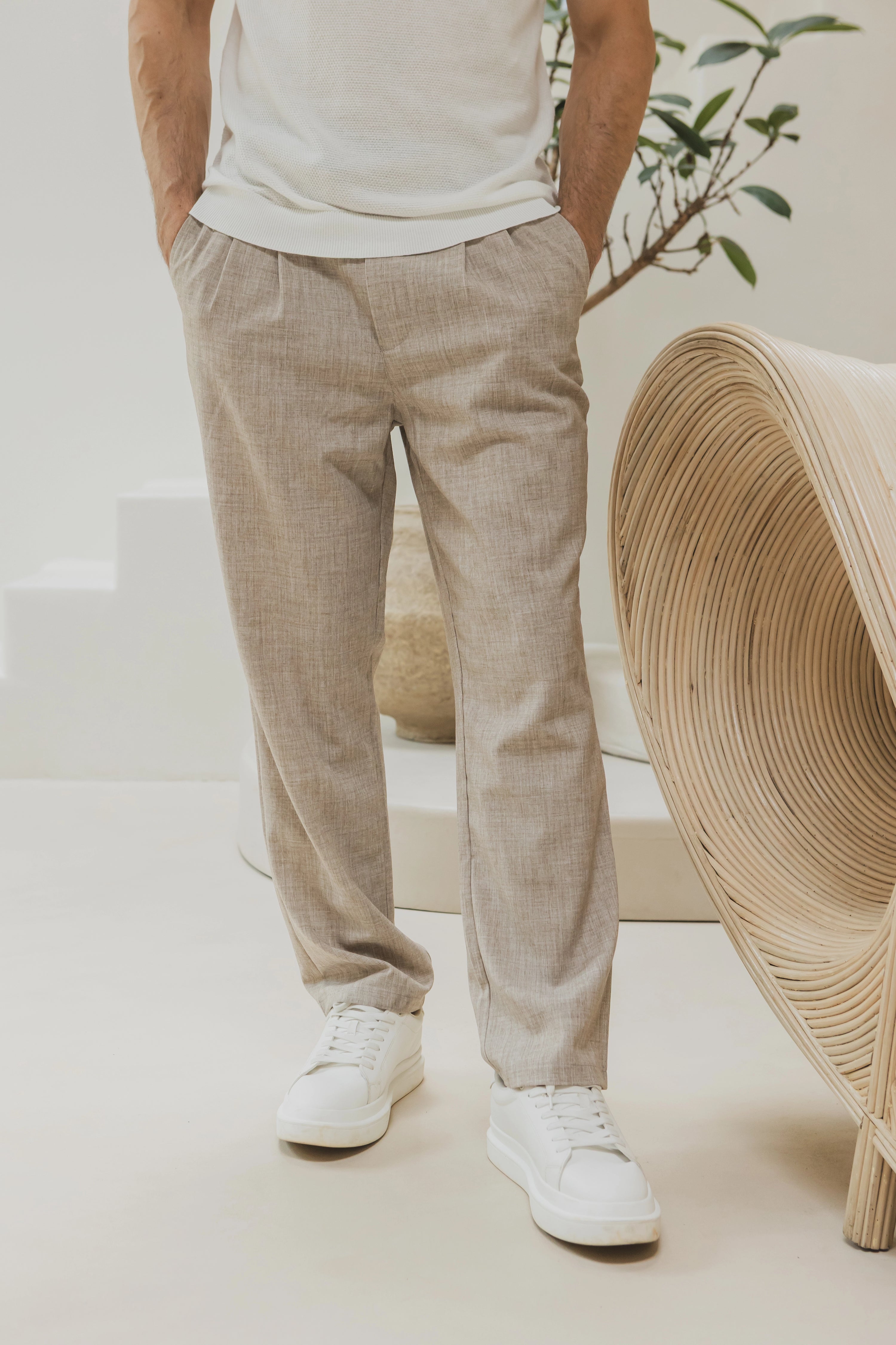 Pantalon uni coupe droite