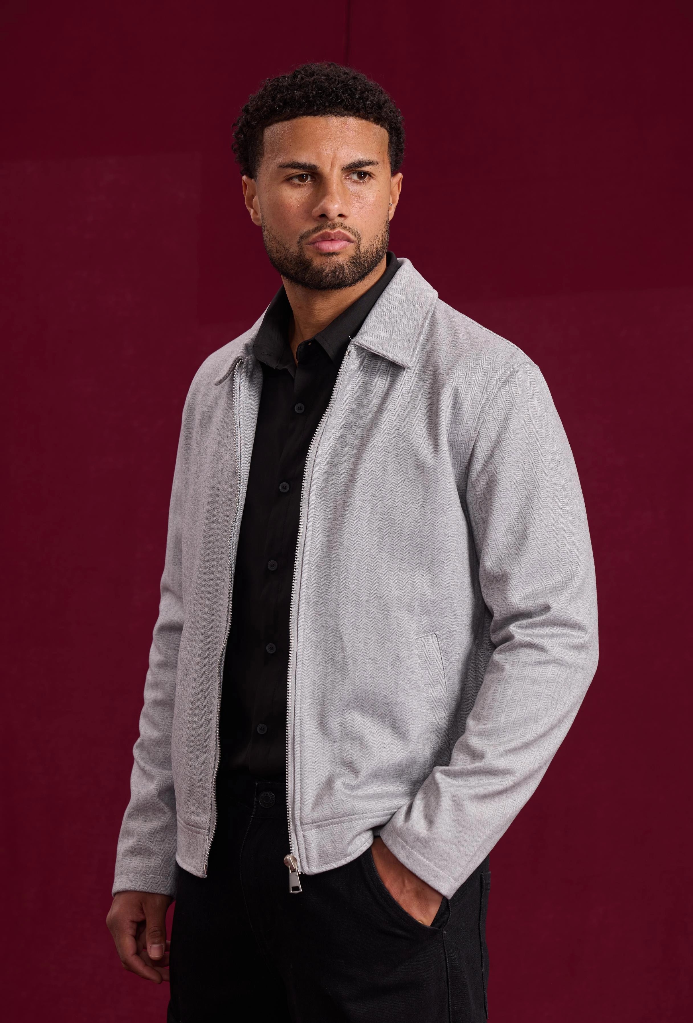 Veste mi-saison zippée col chemise