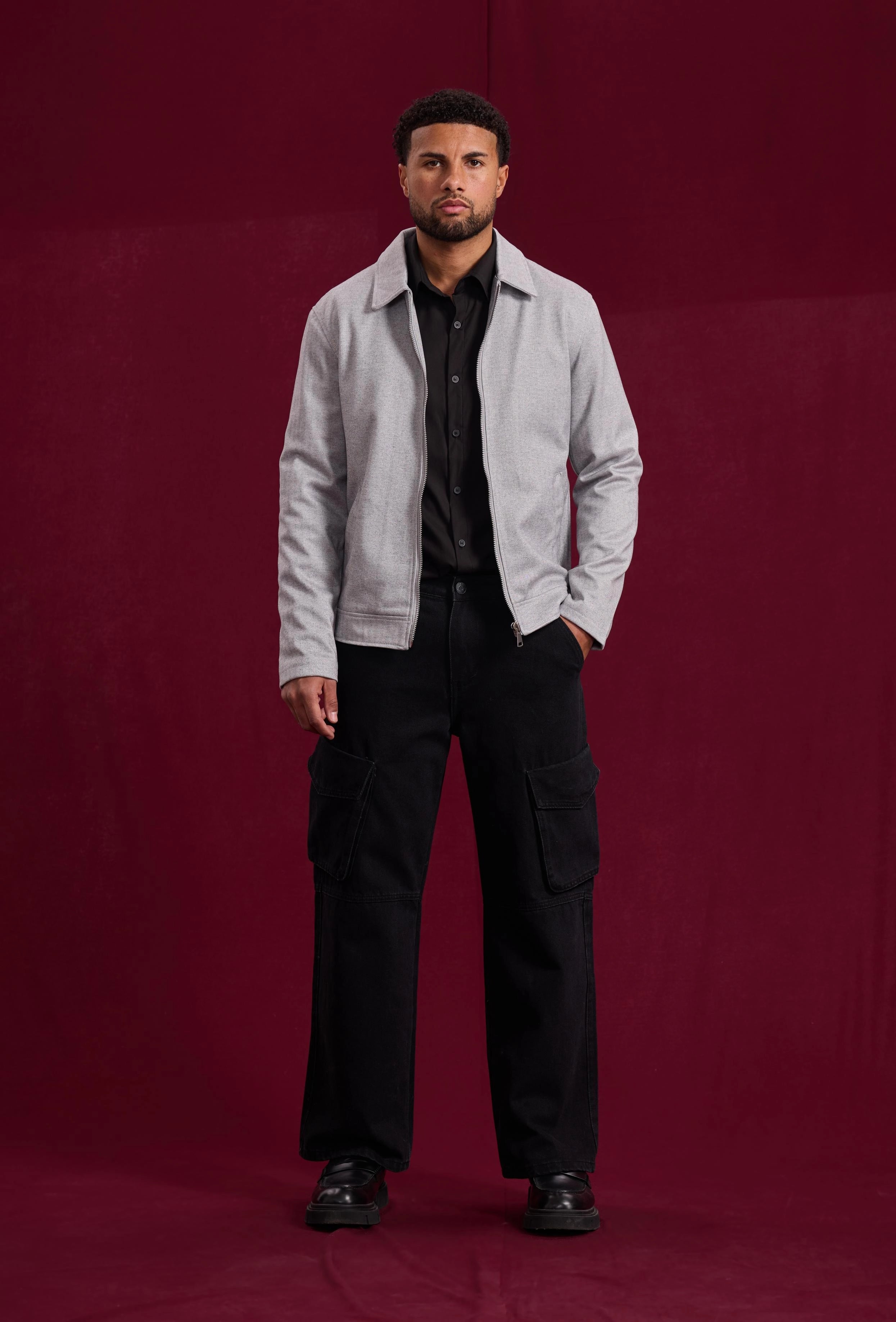 Veste mi-saison zippée col chemise