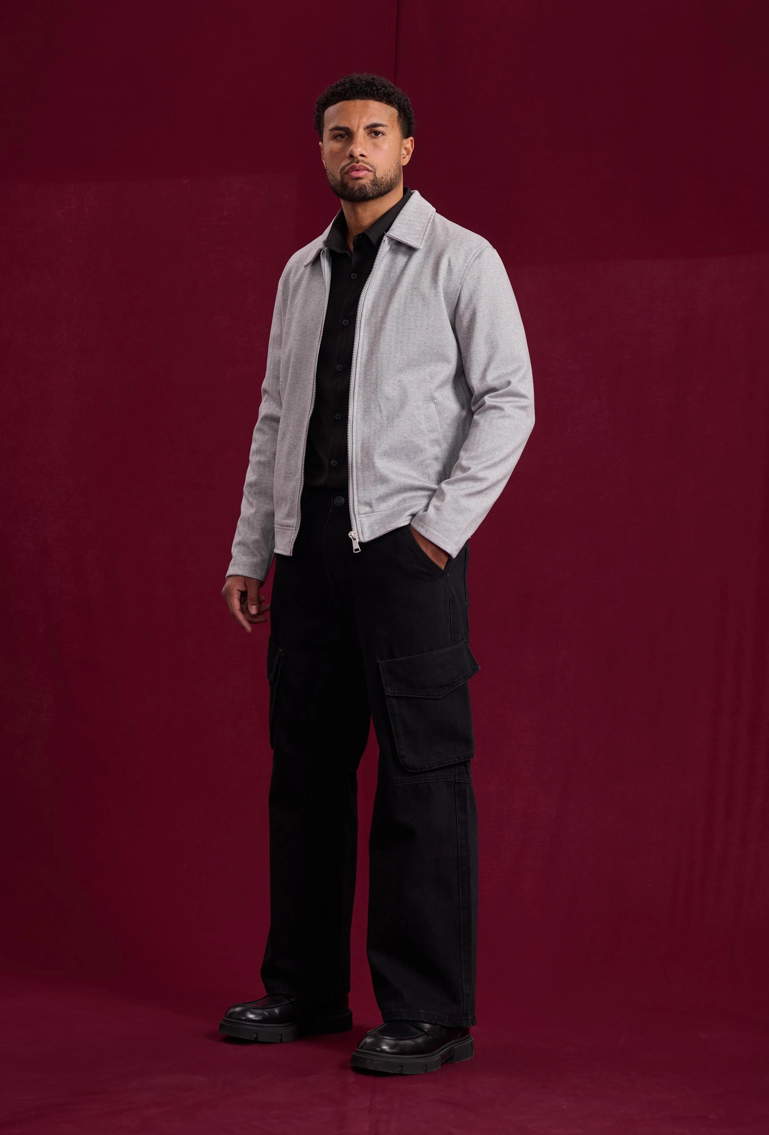 Veste mi-saison zippée col chemise