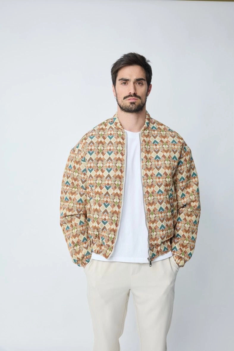Veste bomber à motifs colorés
