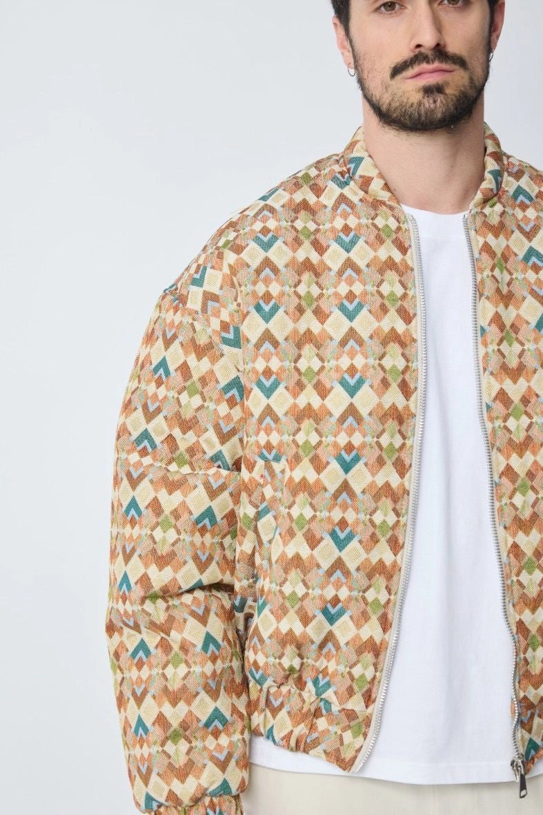 Veste bomber à motifs colorés