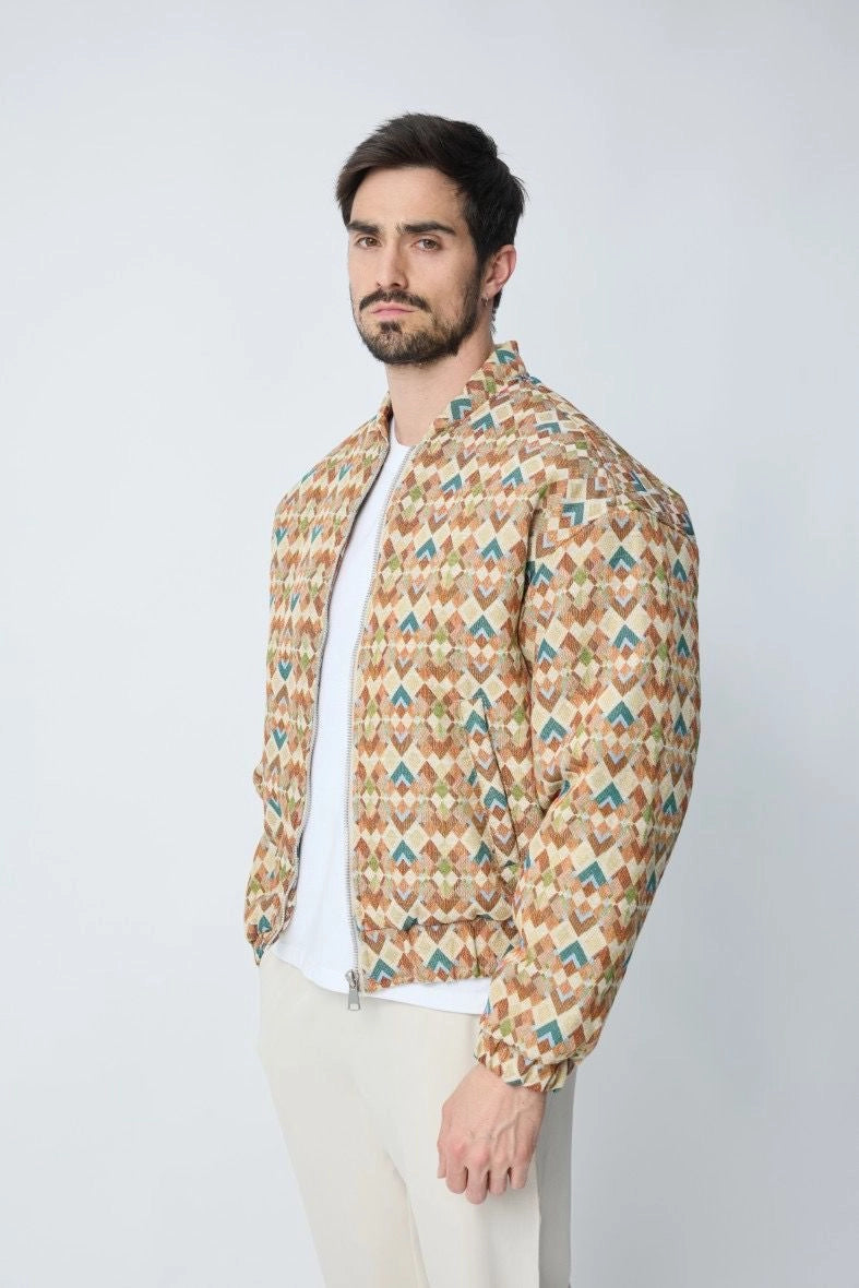 Veste bomber à motifs colorés