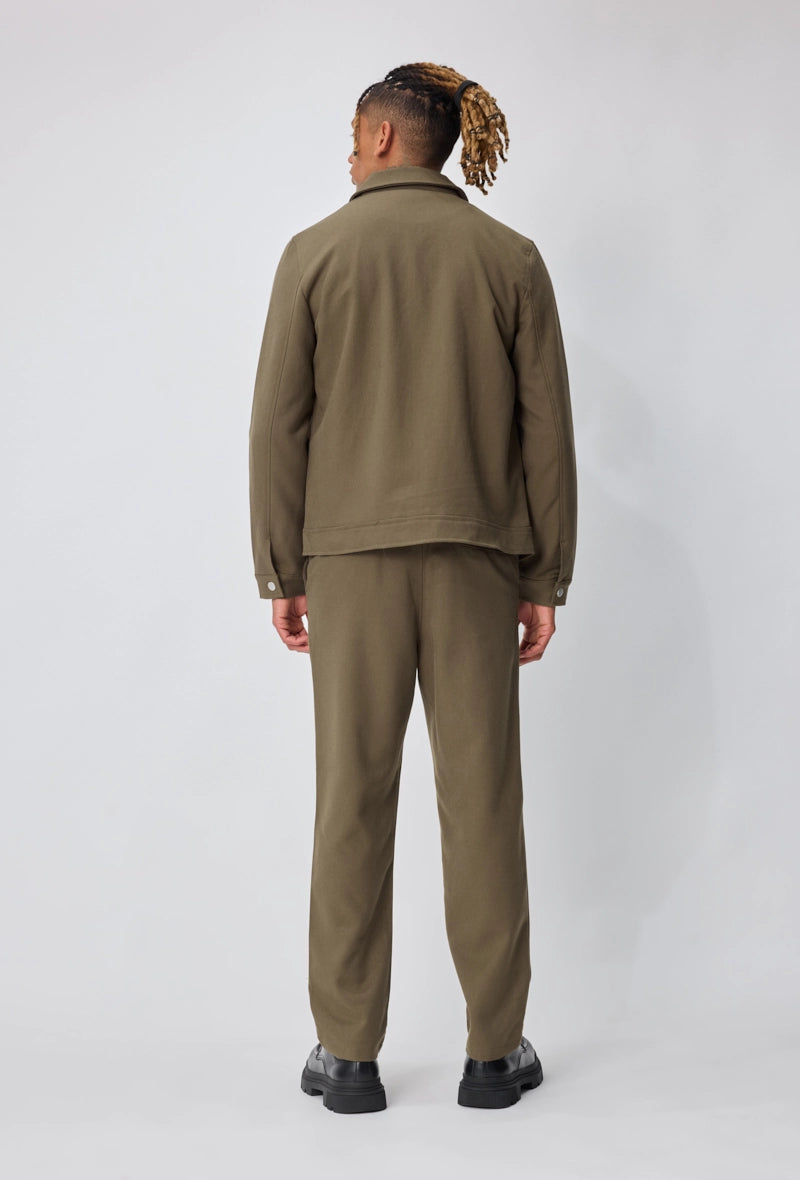 Ensemble veste pantalon uni avec fermeture zippée