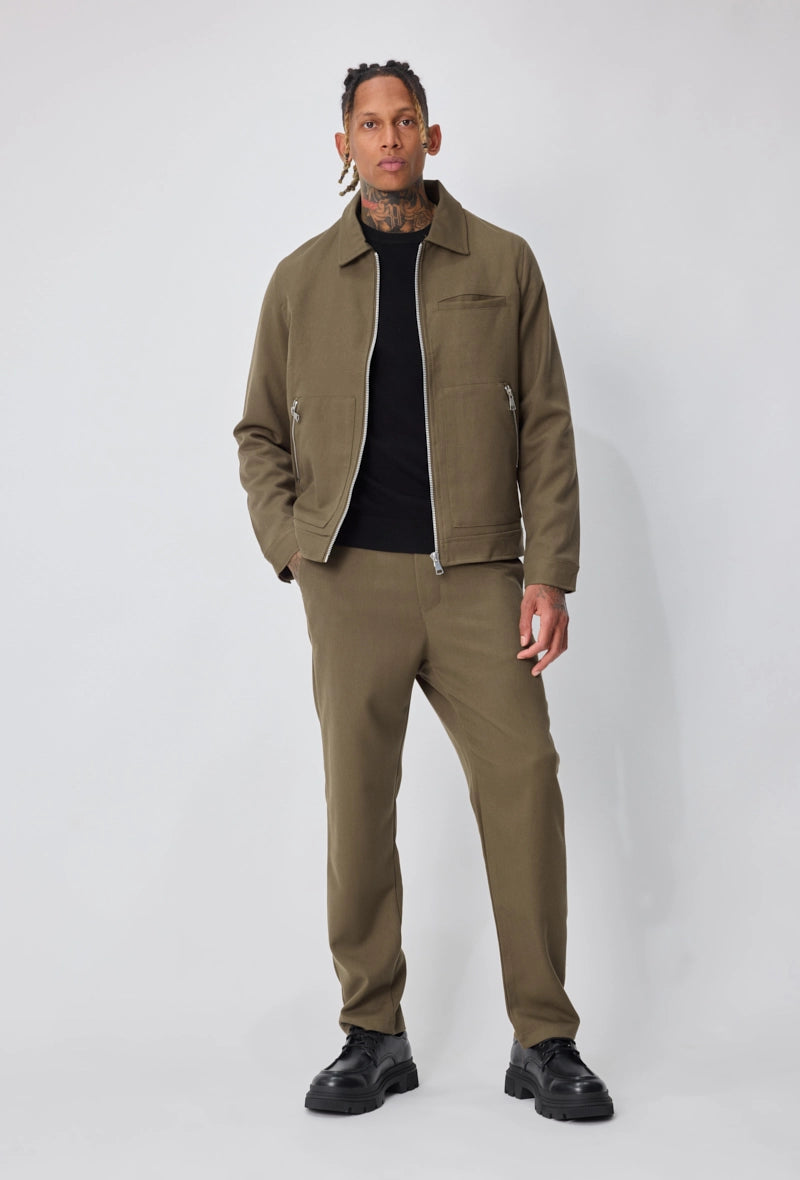 Ensemble veste pantalon uni avec fermeture zippée