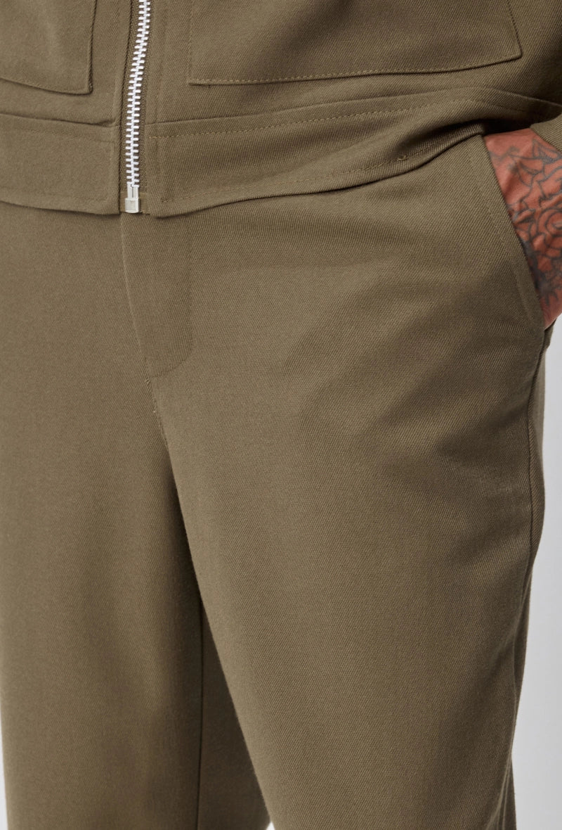 Ensemble veste pantalon uni avec fermeture zippée