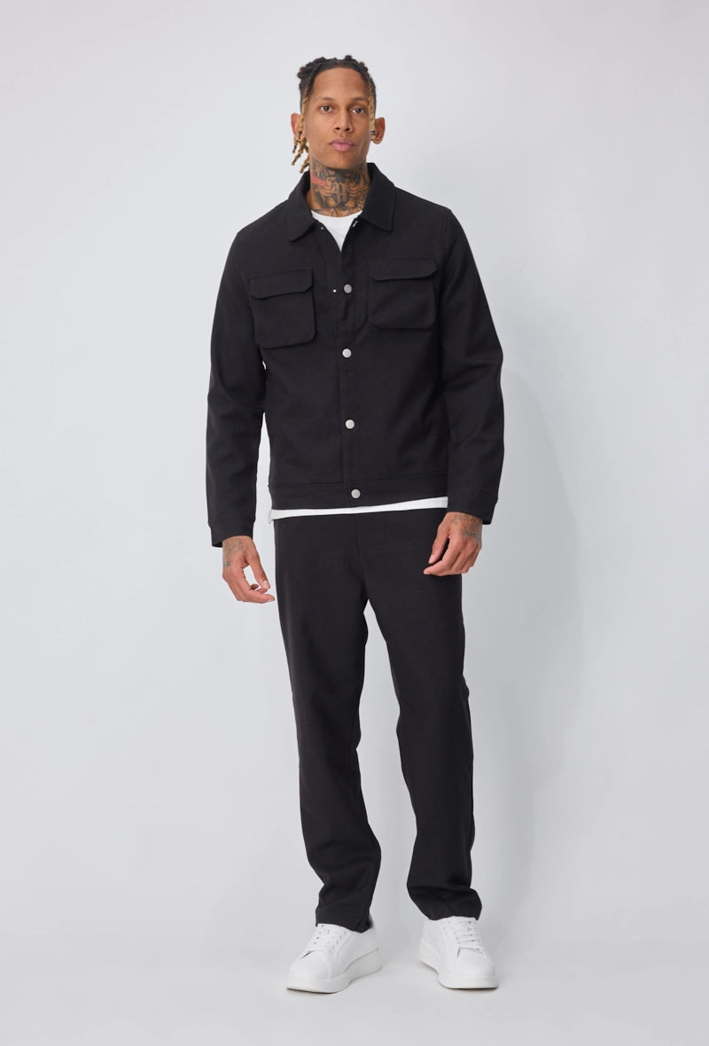 Ensemble veste pantalon uni avec fermeture boutonnée