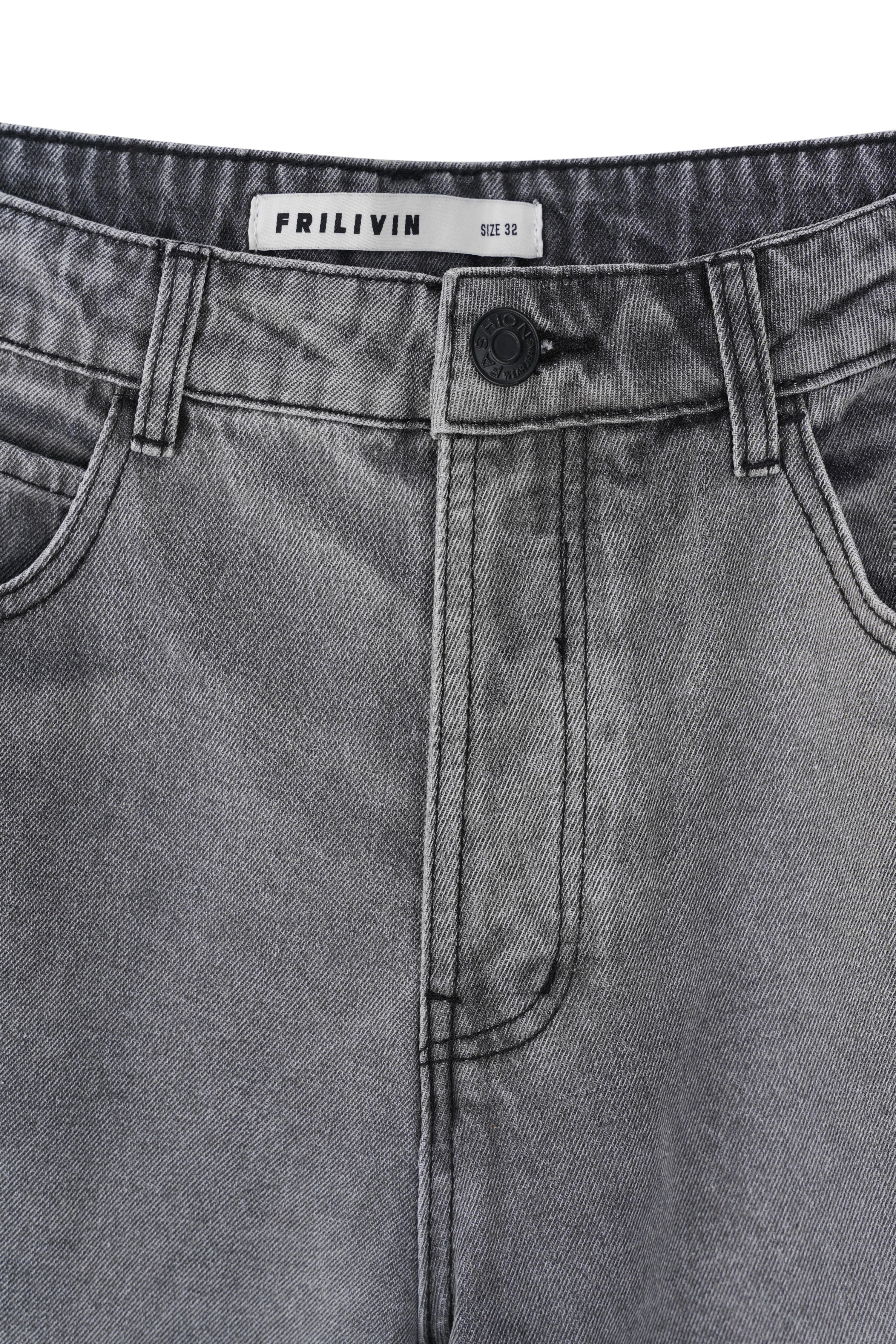 Pantalon en jean chiné coupe large