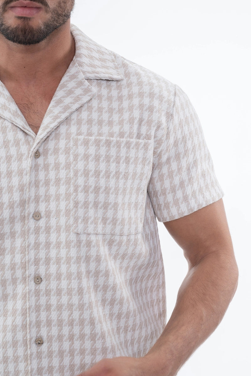 Chemise en tweed à carreaux manches courtes