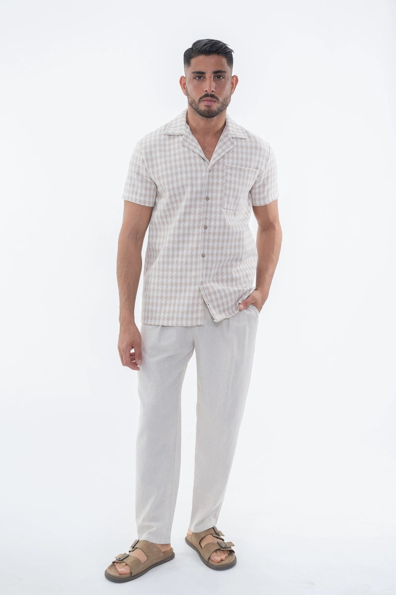 Chemise en tweed à carreaux manches courtes