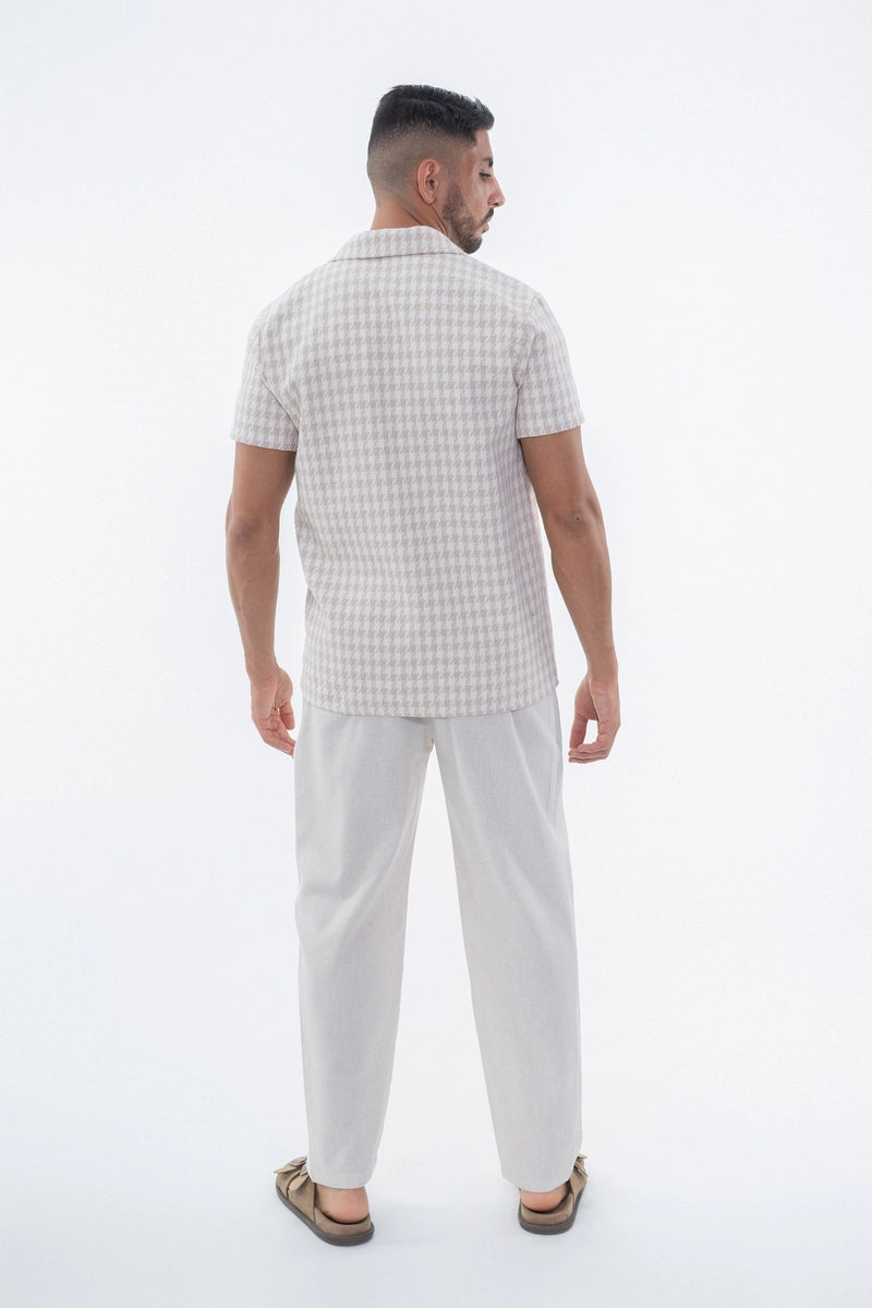 Chemise en tweed à carreaux manches courtes