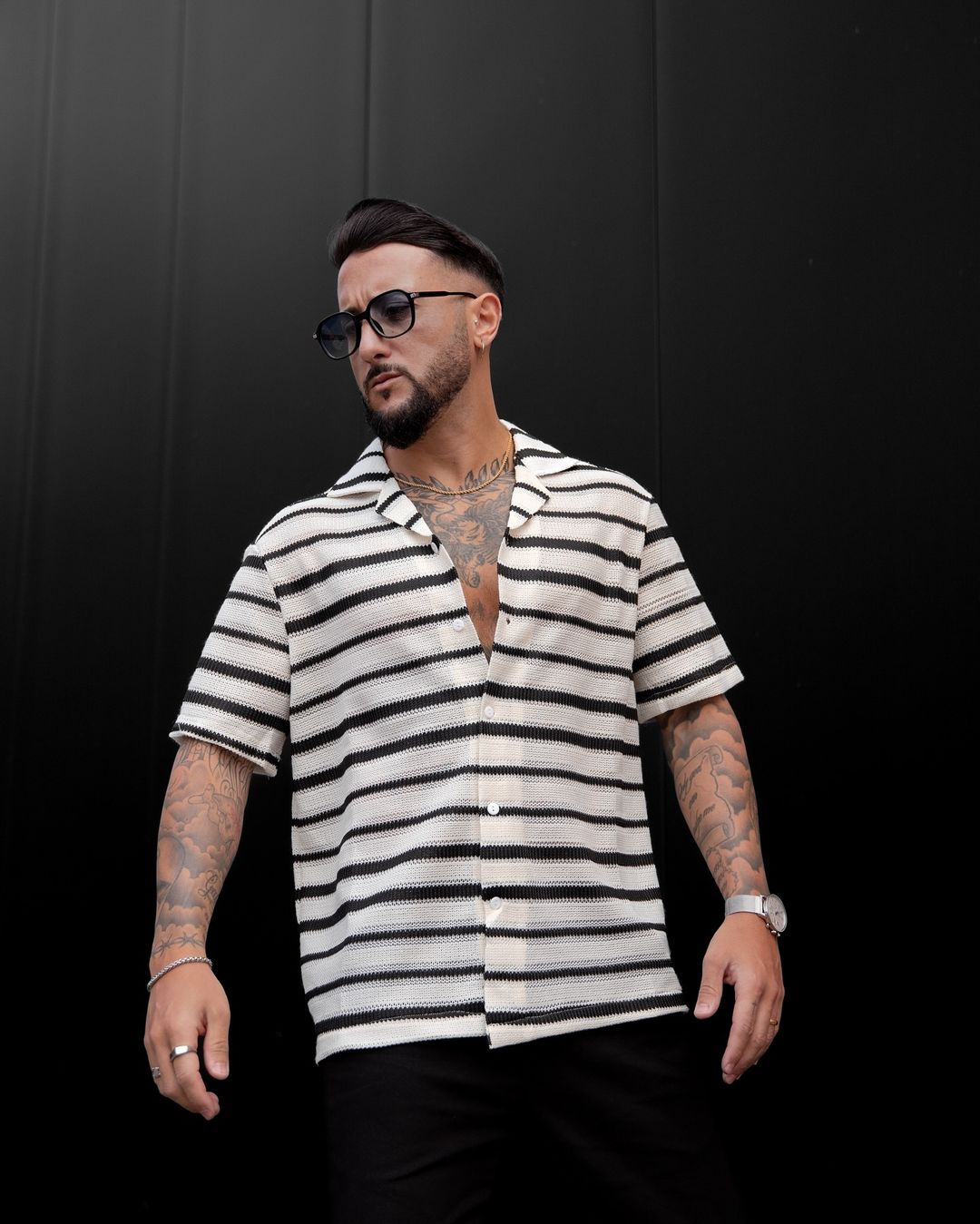 Chemise à rayures manches courtes