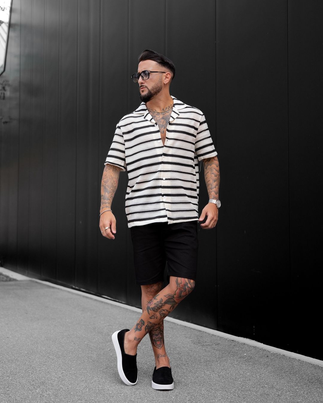 Chemise à rayures manches courtes