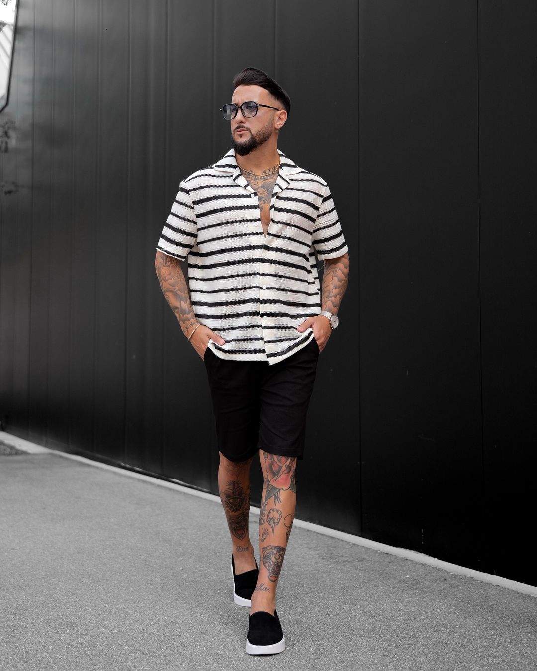 Chemise à rayures manches courtes