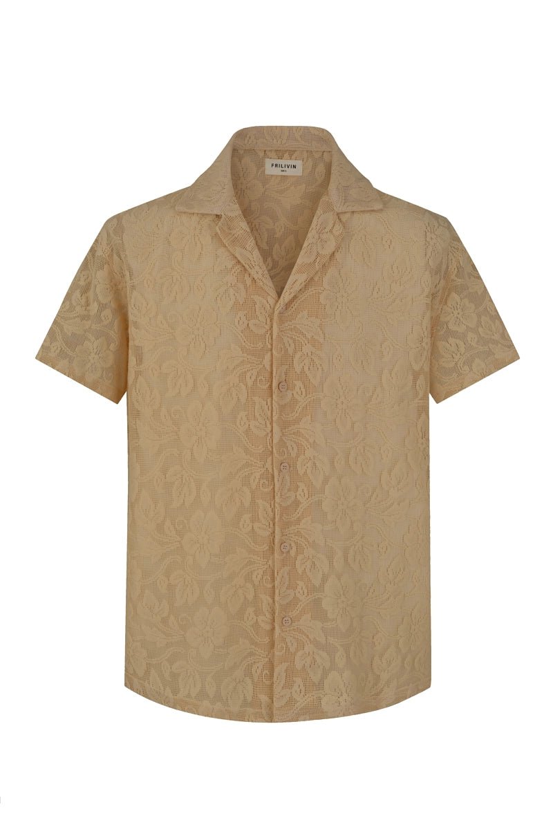 Chemise à manches courtes avec motif ton sur ton - Frilivin