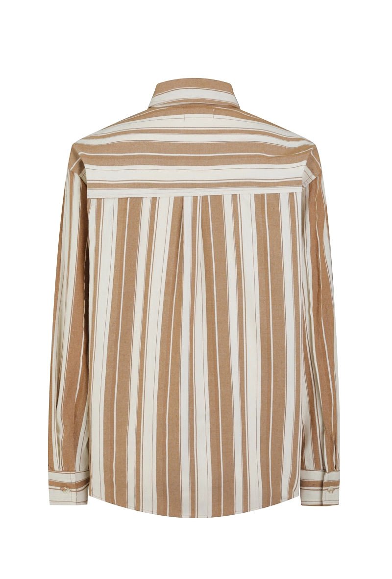 Chemise à manches longues avec des rayures verticales et une poche sur là poitrine - Frilivin