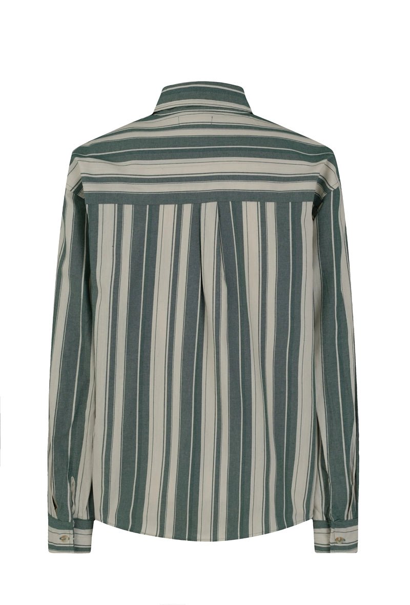 Chemise à manches longues avec des rayures verticales et une poche sur là poitrine - Frilivin