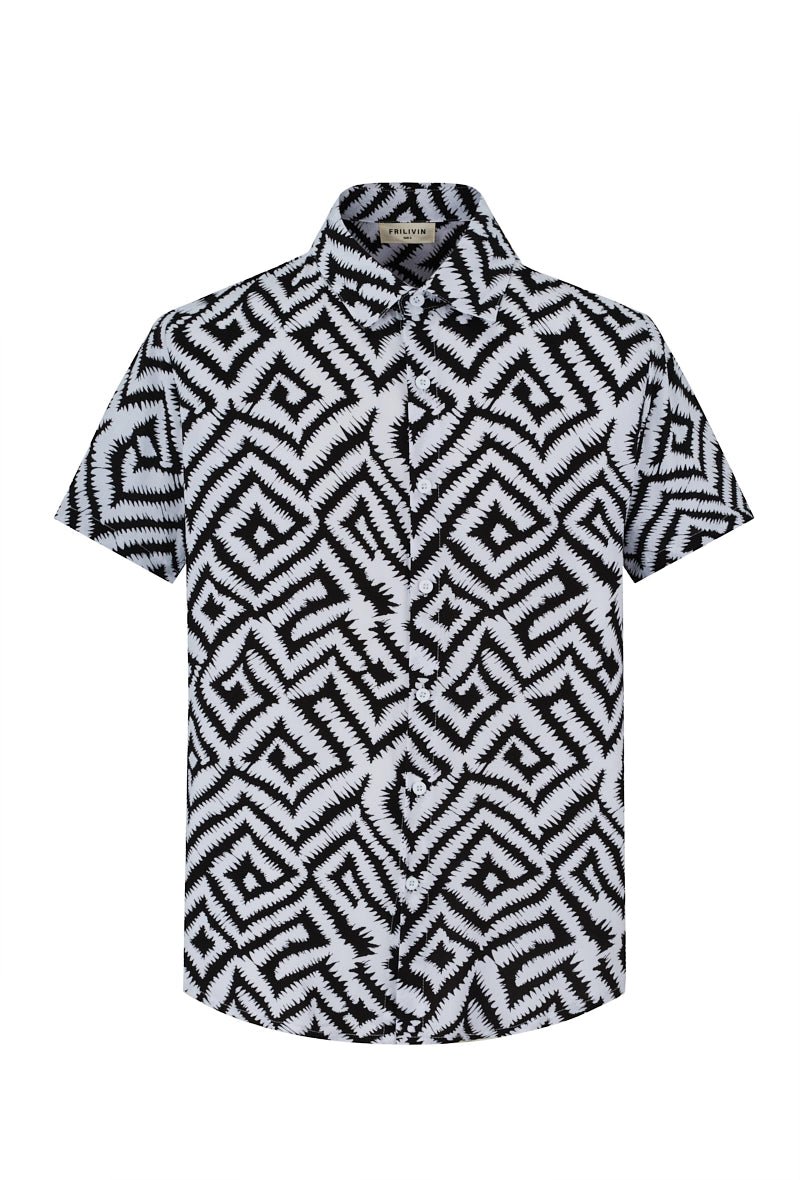 Chemise à motifs géométriques contemporains - Frilivin